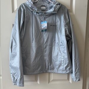 COLUMBIA W ECHO VALLEY EXS RAIN JACKET OMNI TECH GRAY NWT SIZE XXL / 2X